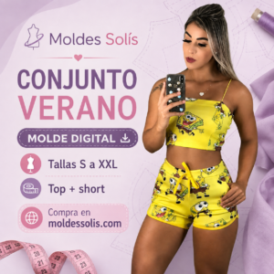 Molde Digital Conjunto Verano Mujer – Crop Top y Short Tallas S a XL 3 tallas