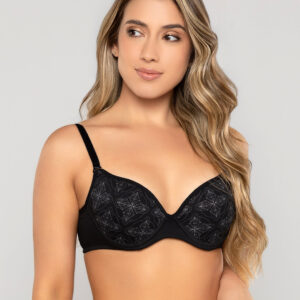 Molde físico de brasier básico con copa preformada en tallas múltiples, listo para imprimir en hoja A4.