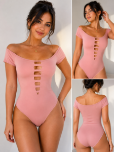 Molde digital de body femenino con escote ojal al hombro. Ideal para confeccionar prendas casuales, trajes de baño y outfits modernos en licra.