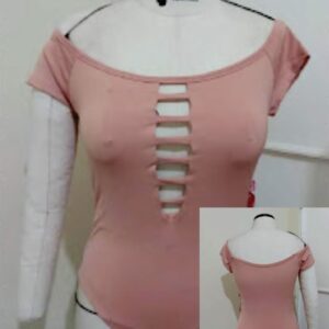 Molde de body tipo ojal con traslape frontal en punto para vestir, elegante y fácil de imprimir.