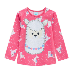 Molde digital de blusa infantil manga larga con cuello redondo y diseño cómodo para niñas.